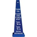 Cortina Safety Products Cortina Lamba 03-600-75B Cone, Blue, 36", "Thank You Please Stay 2 Carts Apart Social Distancing" 03-600-75B